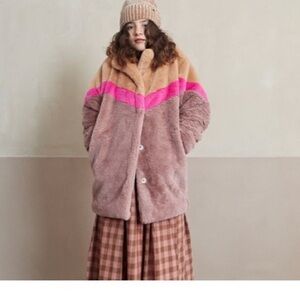Molo Pink and Tan Teddy Jacket for Kids